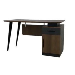 Modern Wooden Office Desk with Storage Cabinet & Drawer – Walnut Finish