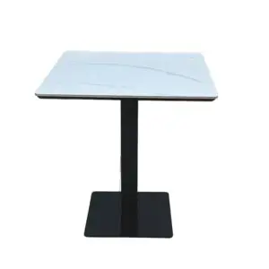 White Ceramic Tea Table – Modern Square Side Table 75×70 cm
