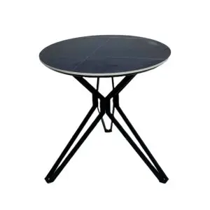 Round Black Ceramic Tea Table – 75 cm Modern Minimalist Design
