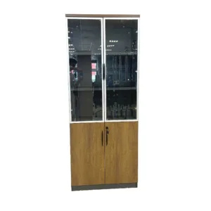 Wooden Display Cabinet with Glass Doors – 2M Height, 80CM Width – COFFEE Finish