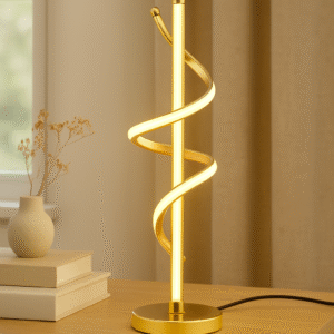 LED Table Lamp with Golden Base – Decorative Bedside Lighting