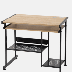 Computer Desk Wooden – Light Oak Top with Black Steel Frame (L 77 × W 50 × H 73.66 cm)