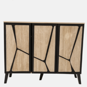 Modern Wooden Cabinet Wooden – 3-Door Rustic Beige Finish (H 91.44 × L 119.38 × D 30.48 cm)