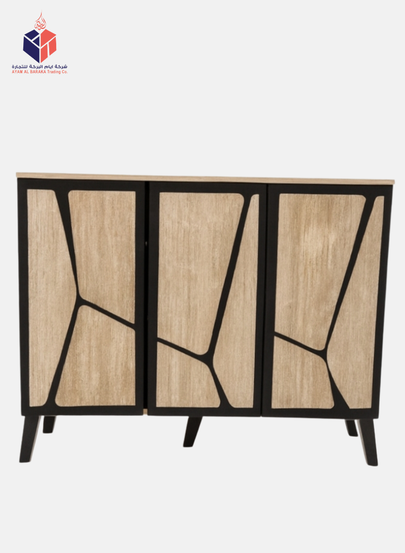 storage-cabinet-wooden-3-door-rustic-dark-finish Modern Wooden Cabinet Wooden – 3-Door Rustic Beige Finish (H 91.44 × L 119.38 × D 30.48 cm)